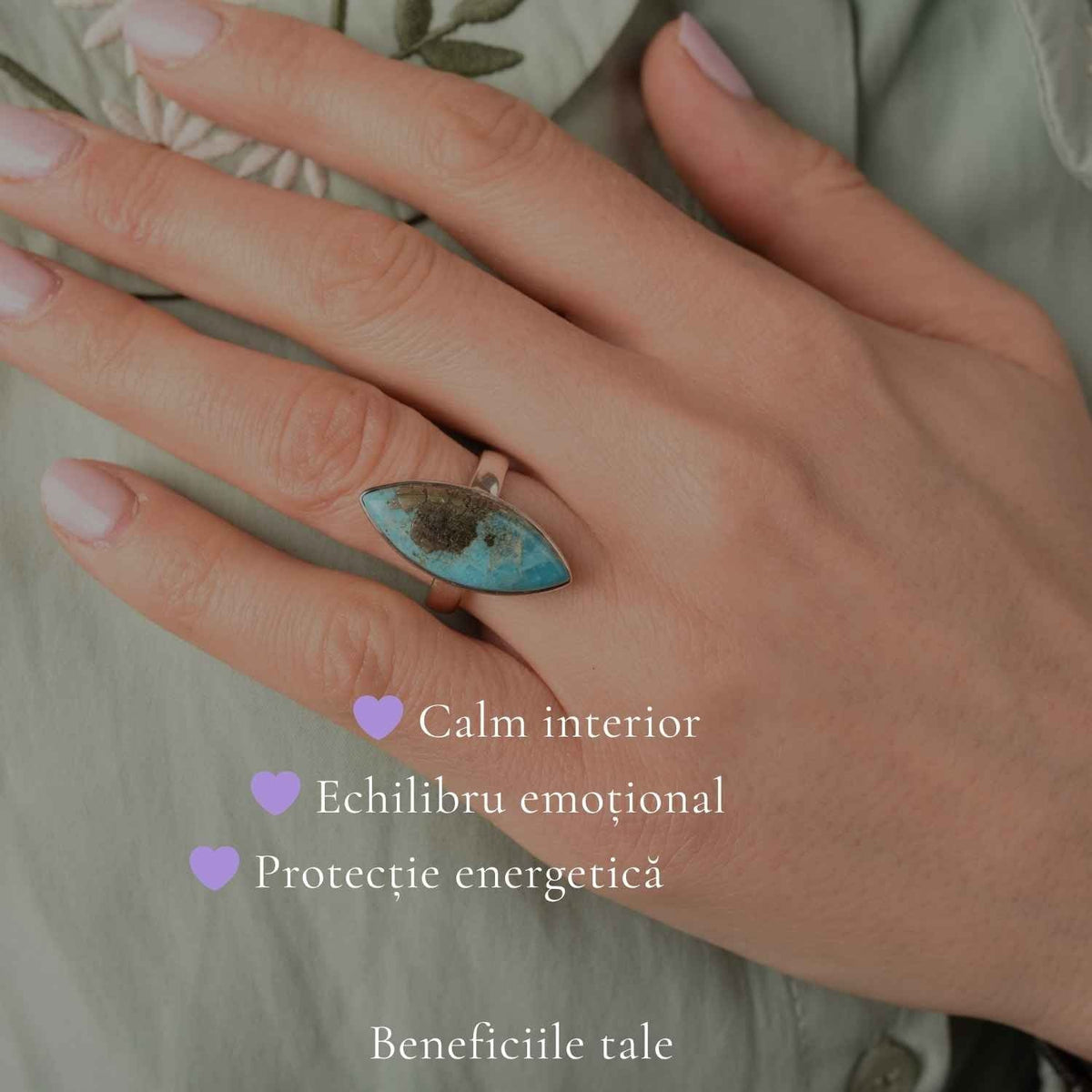 Inel cu Turcoaz și Pirită, Argint 925 – CraftMystic