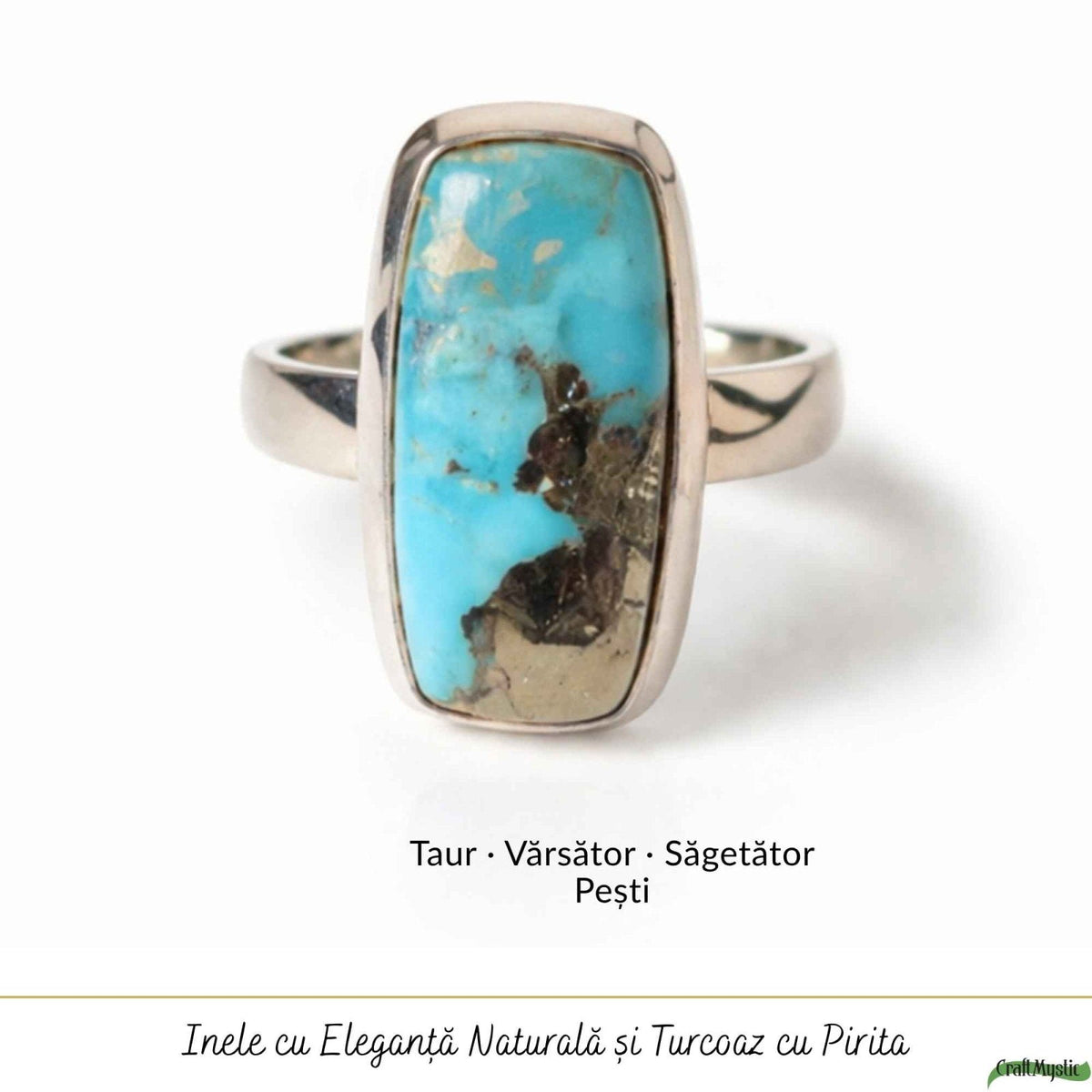 Inel cu Turcoaz și Pirită, Argint 925 – CraftMystic