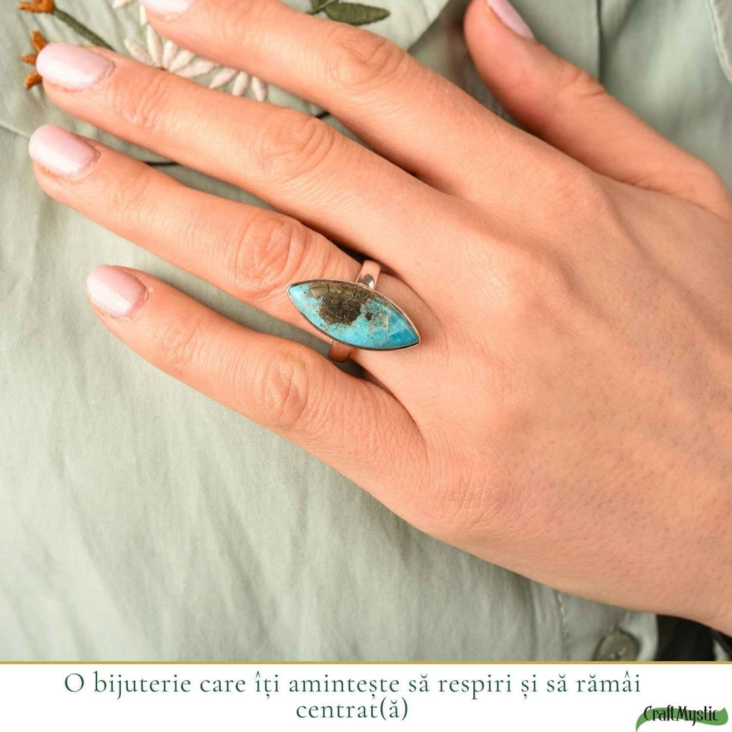 Inel cu Turcoaz și Pirită, Argint 925 – CraftMystic