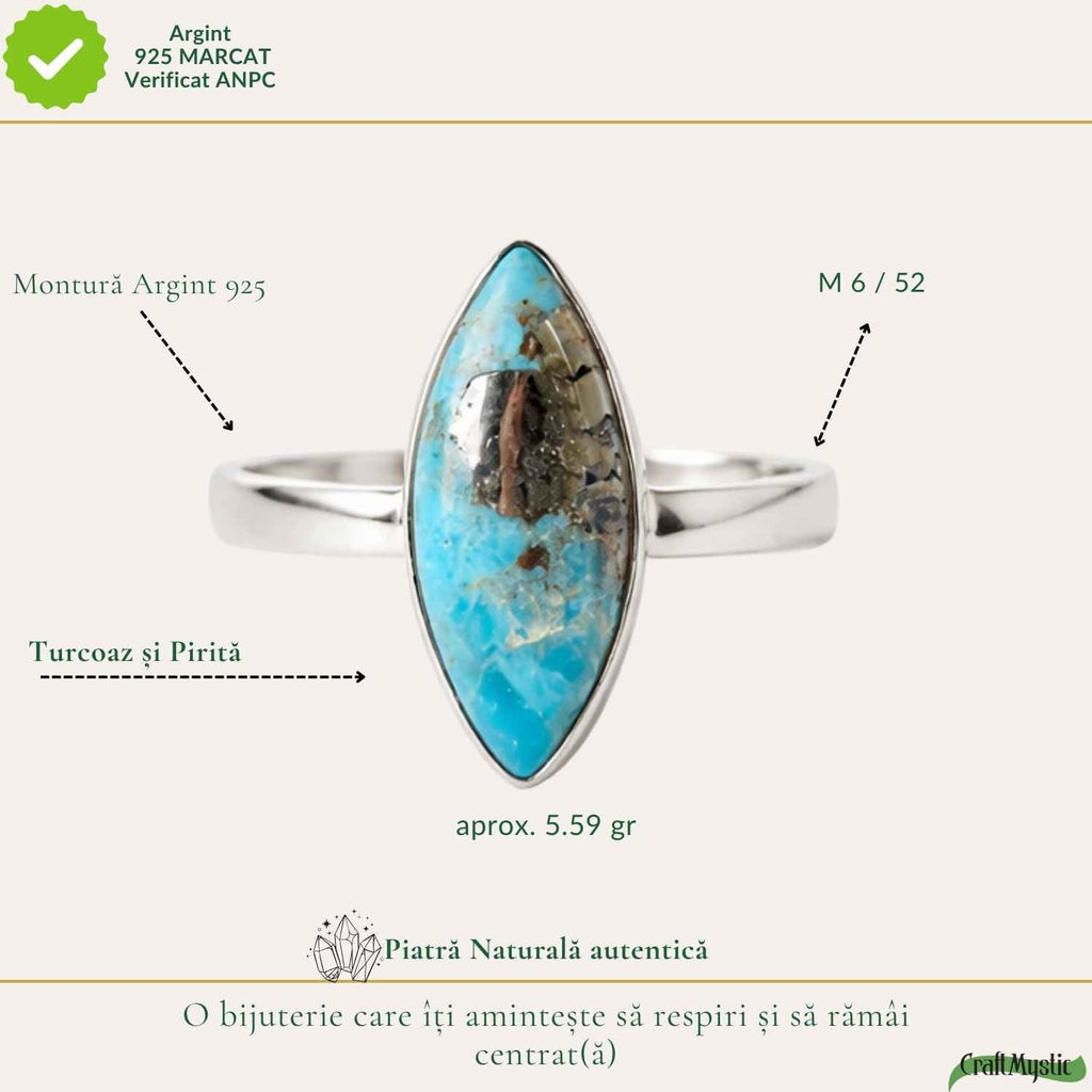 Inel cu Turcoaz și Pirită, Argint 925 – CraftMystic