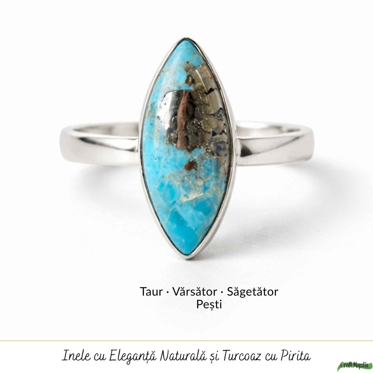 Inel cu Turcoaz și Pirită, Argint 925 – CraftMystic