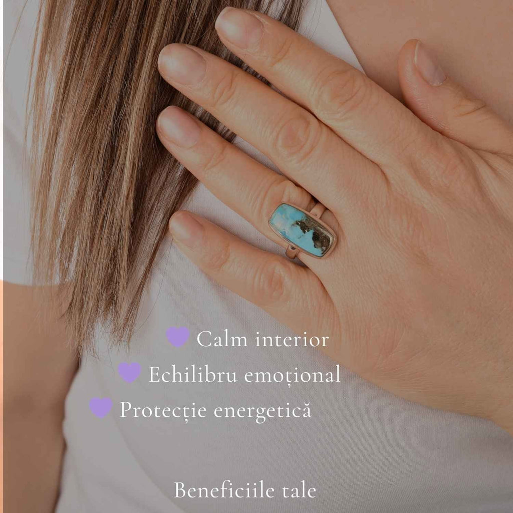 Inel cu Turcoaz și Pirită, Argint 925 – CraftMystic