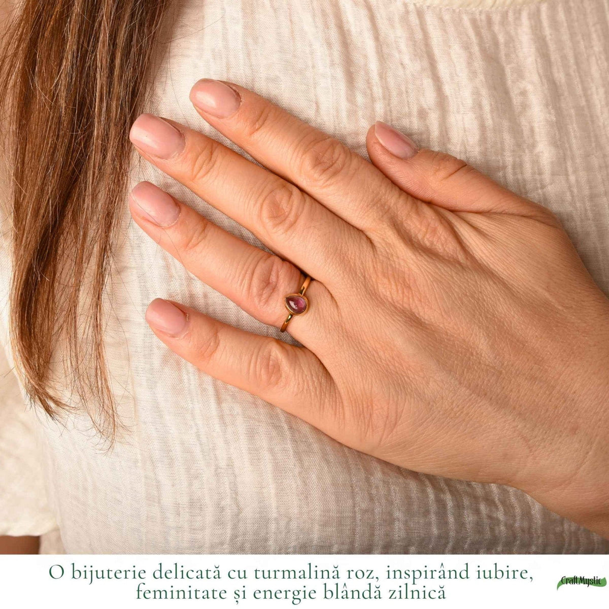 Inel cu Turmalină Roz, Argint 925 – CraftMystic