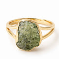 Inel cu Moldavit, Argint 925 placat aur 18k – CraftMystic