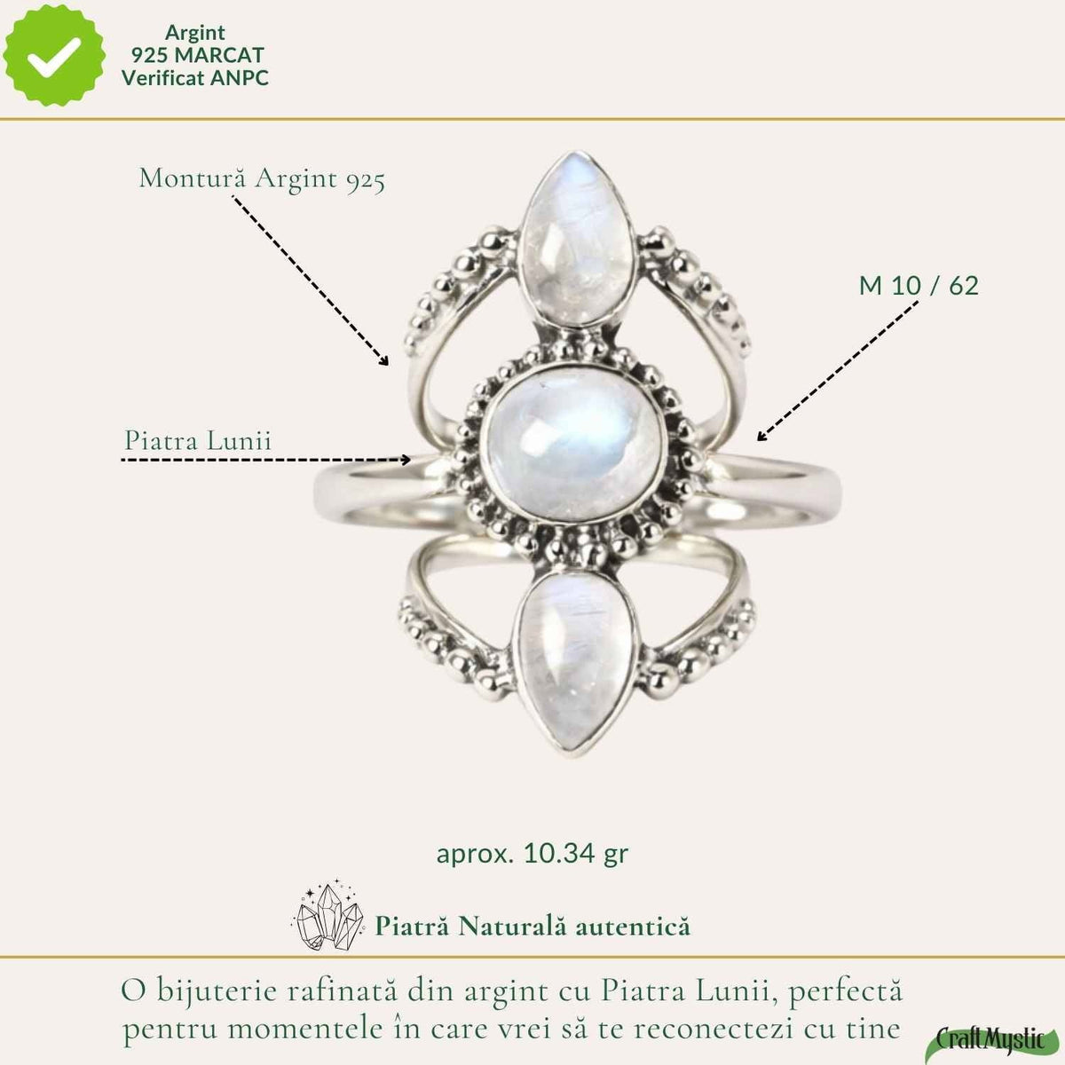 Inel cu Piatra Lunii, Argint 925 – CraftMystic