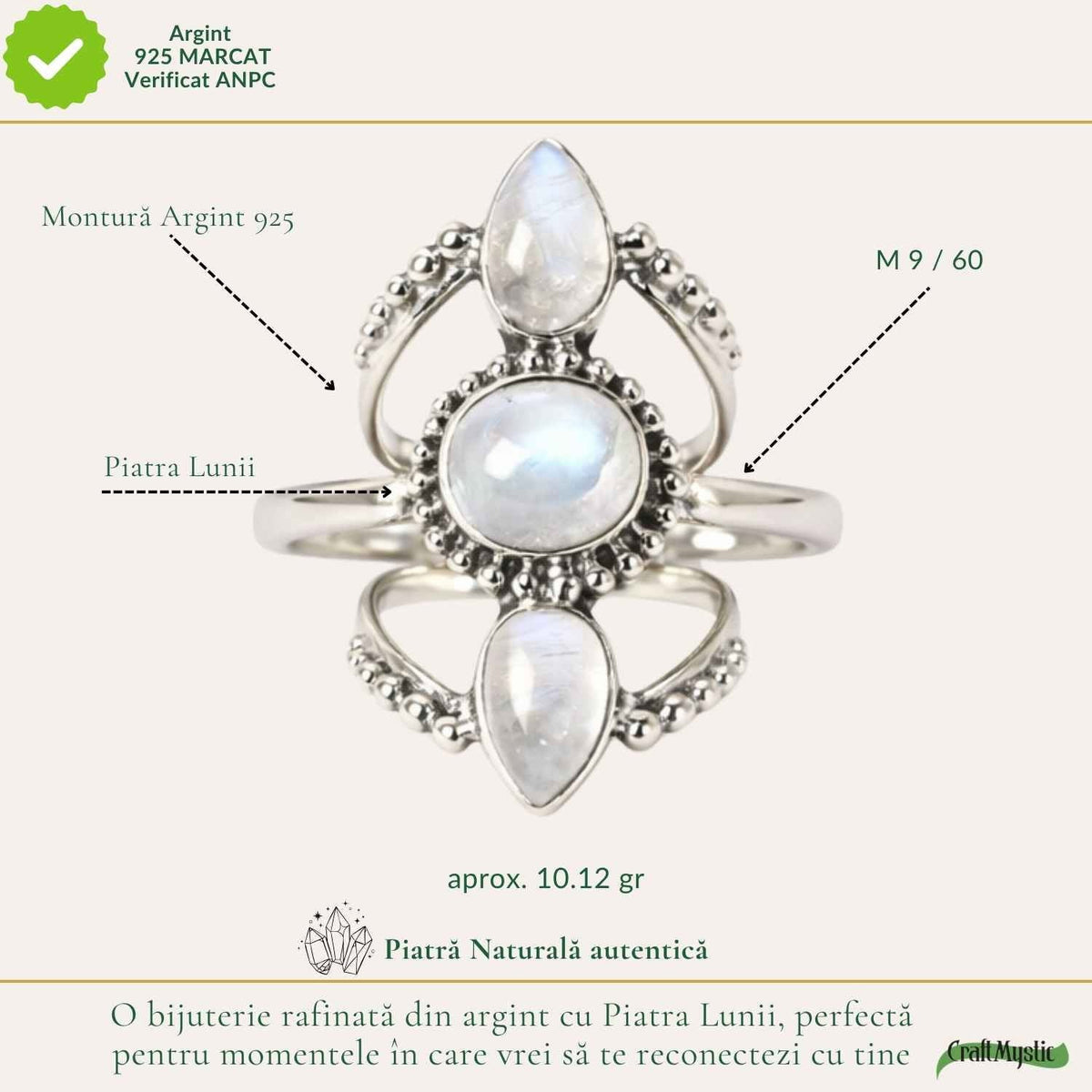 Inel cu Piatra Lunii, Argint 925 – CraftMystic