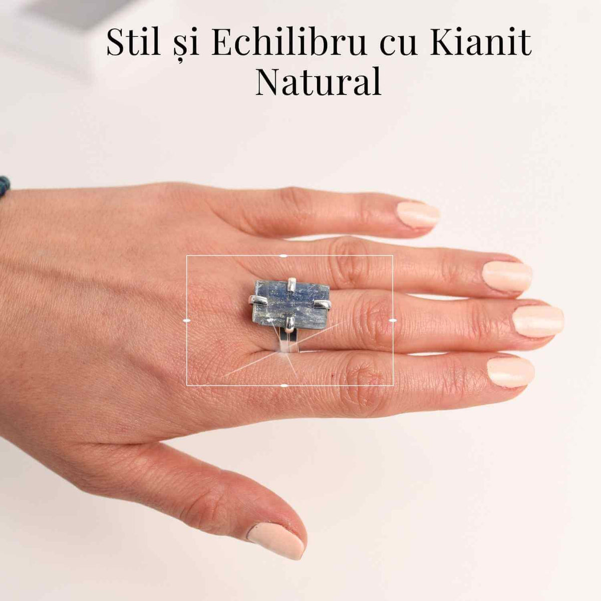 Inel Argintiu cu Kianit (cianit) Albastru