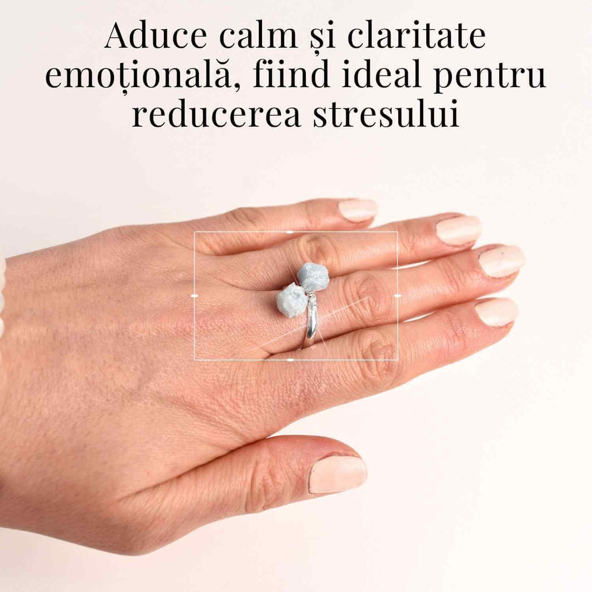 Inel Reglabil Argintiu cu Dublu Acvamarin, Calm Si Claritate
