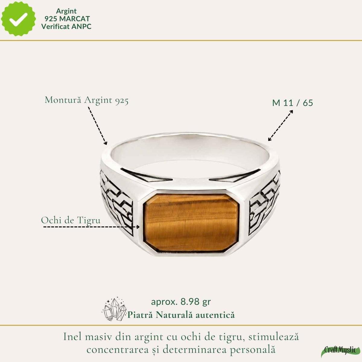 Inel cu Ochi de Tigru, Argint 925 – CraftMystic