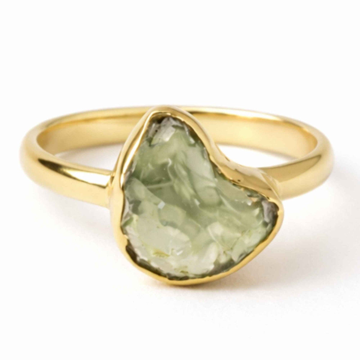 Inel cu Moldavit, Argint 925 placat aur 18k – CraftMystic