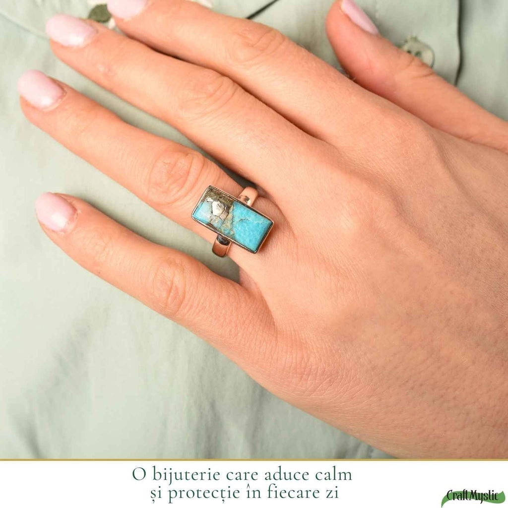 Inel cu Turcoaz și Pirită, Argint 925 – CraftMystic