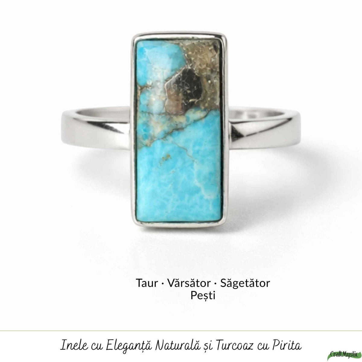 Inel cu Turcoaz și Pirită, Argint 925 – CraftMystic
