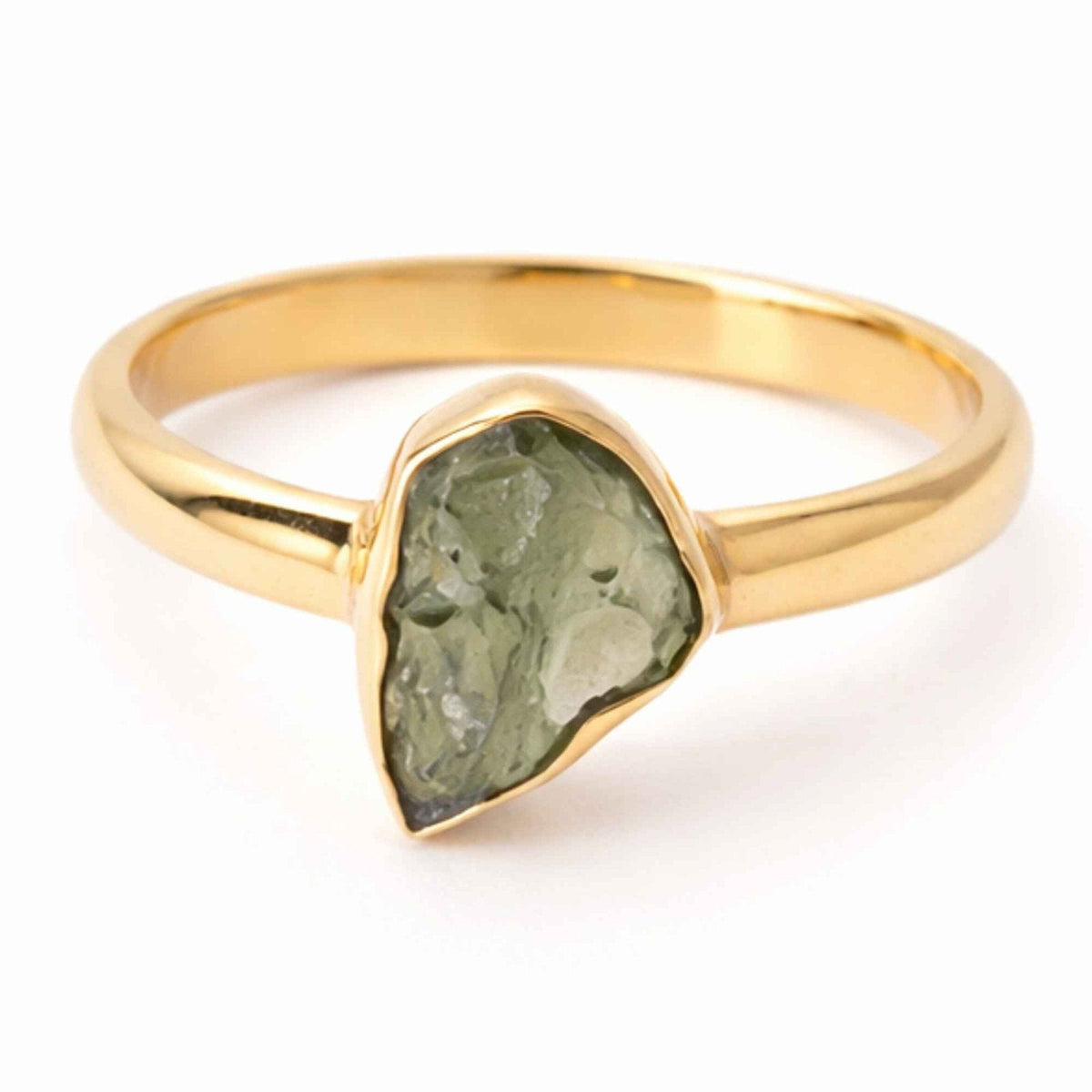 Inel cu Moldavit, Argint 925 placat aur 18k – CraftMystic