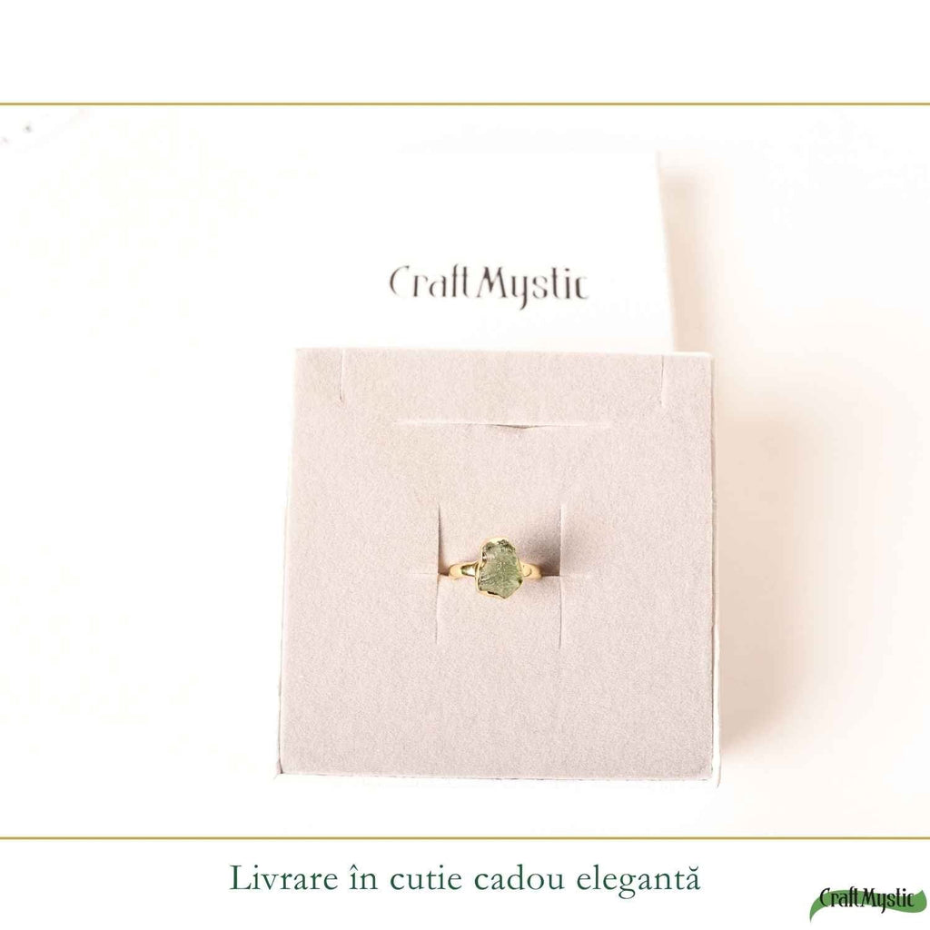 Inel cu Moldavit, Argint 925 placat aur 18k – CraftMystic
