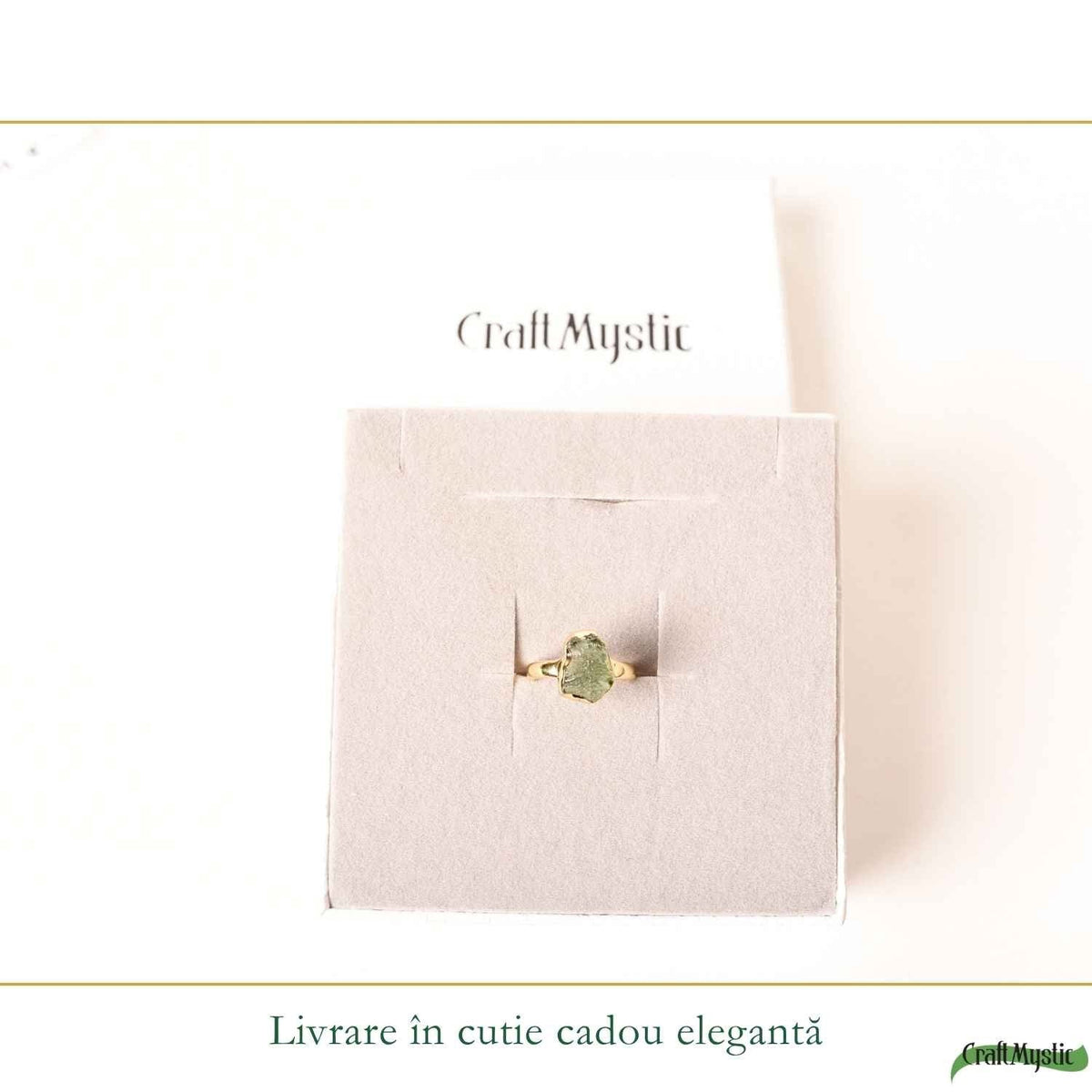 Inel cu Moldavit, Argint 925 placat aur 18k – CraftMystic