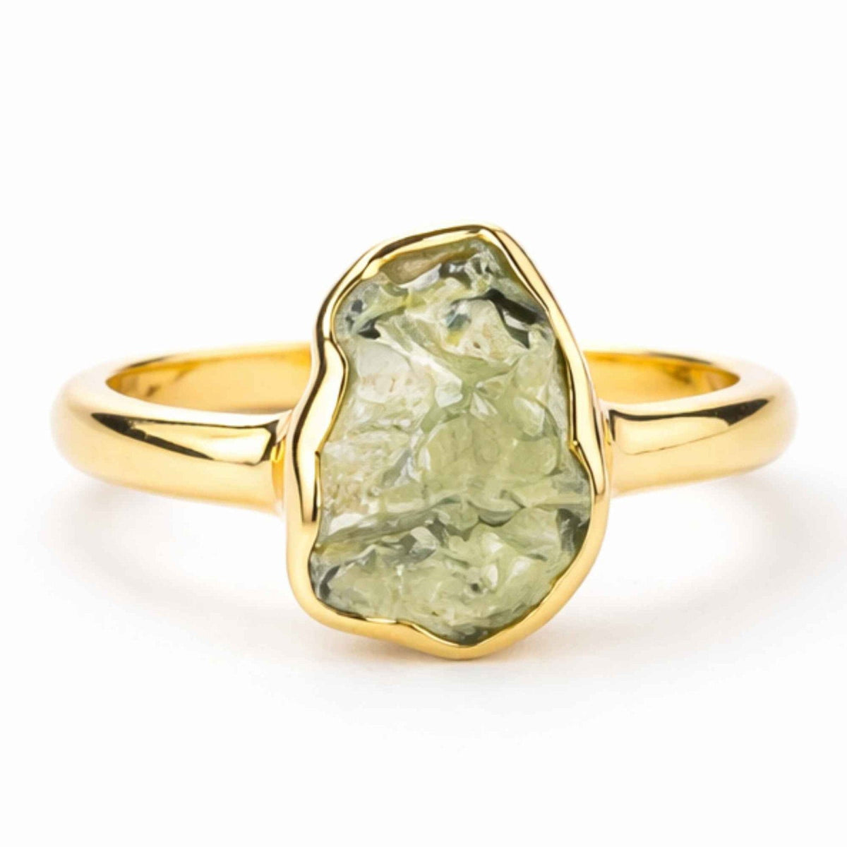 Inel cu Moldavit, Argint 925 placat aur 18k – CraftMystic