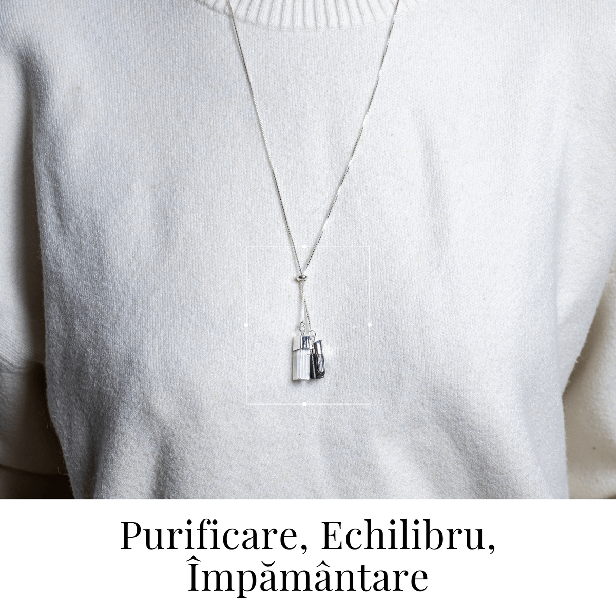 Protectie completa – Colier cu selenit si turmalina neagra pentru energie curata