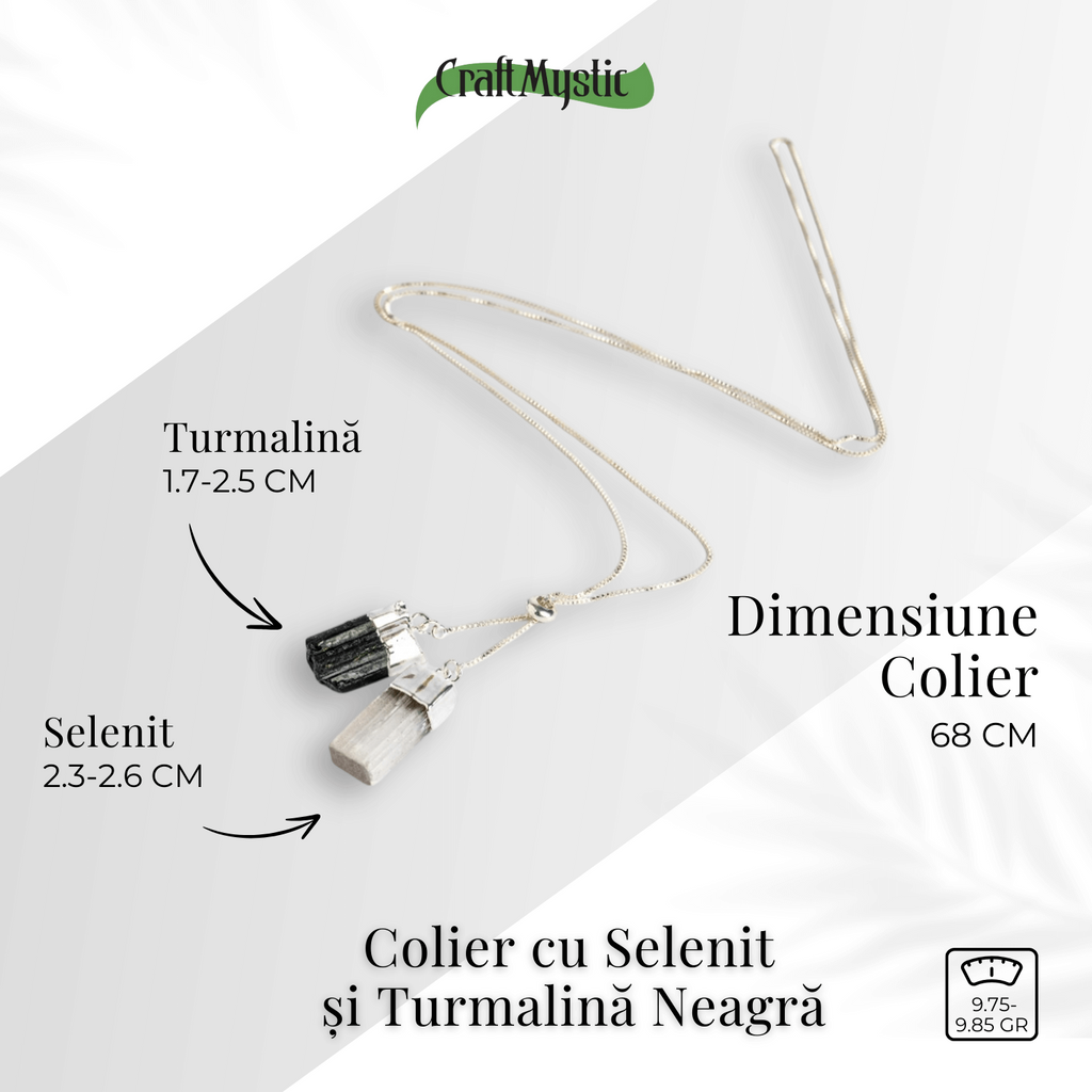 Protectie completa – Colier cu selenit si turmalina neagra pentru energie curata