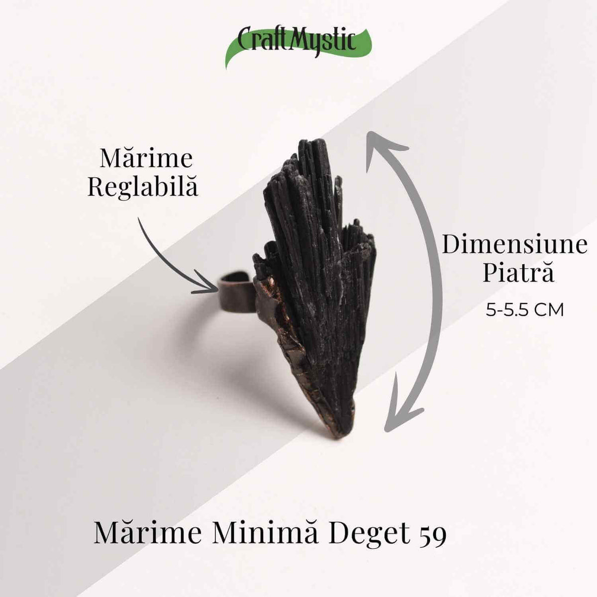 Inel Reglabil Vintage cu Turmalina Neagra aripa – Protectie si echilibru energetic