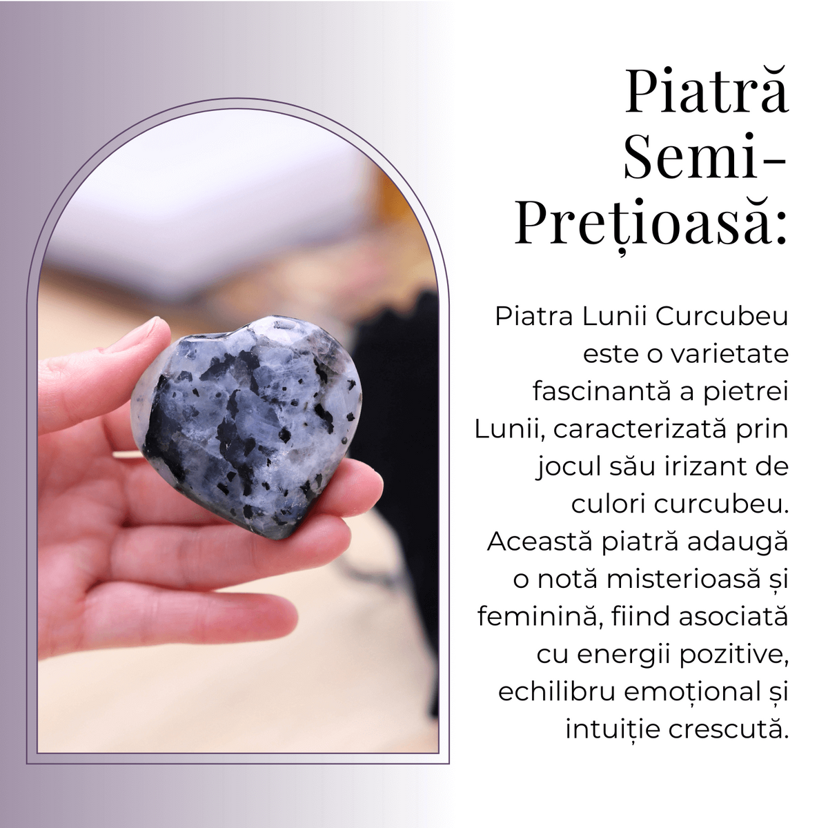Inima Sculptata Manual de 55-60mm din Piatra Lunii Curcubeu Naturala