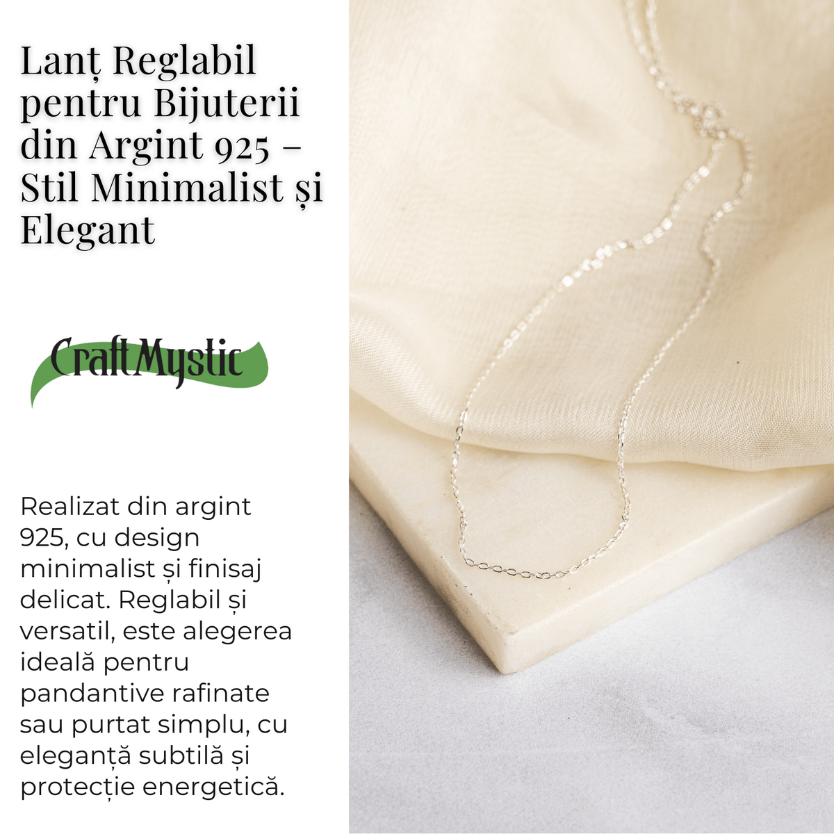 Lant reglabil pentru Bijuterii din Argint 925 – Stil Minimalist si Elegant