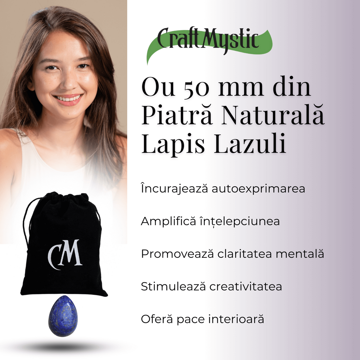 Ou Handmade de 50mm din Piatra Naturala de Lapis Lazuli