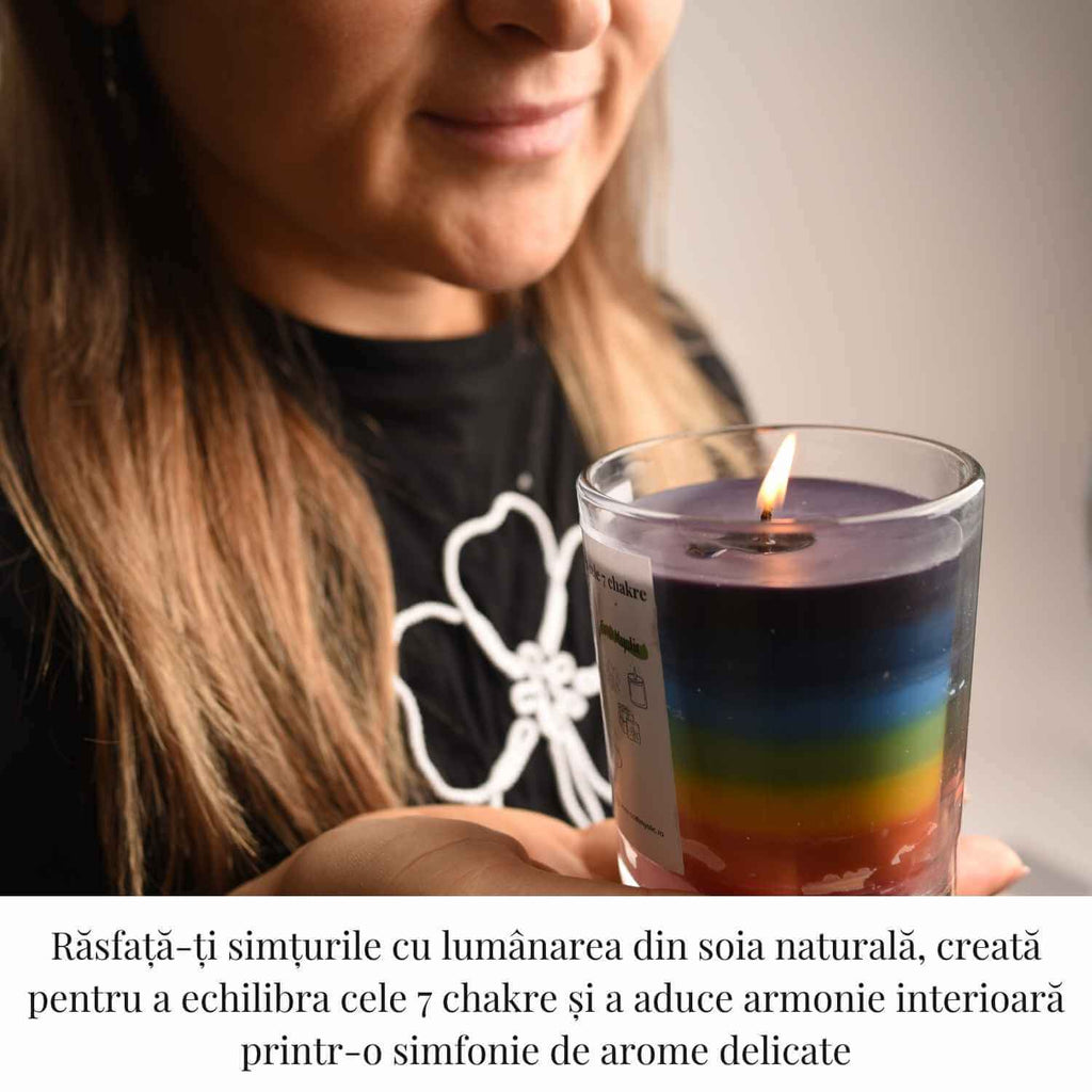Lumanare din soia naturala cu 7 arome pentru echilibrarea chakrelor