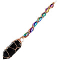 Maturica Decorativa 14 cm cu Obsidian Dublu varf Natural Ornament Handmade Perfect pentru Energie Pozitiva si Noroc in Viata