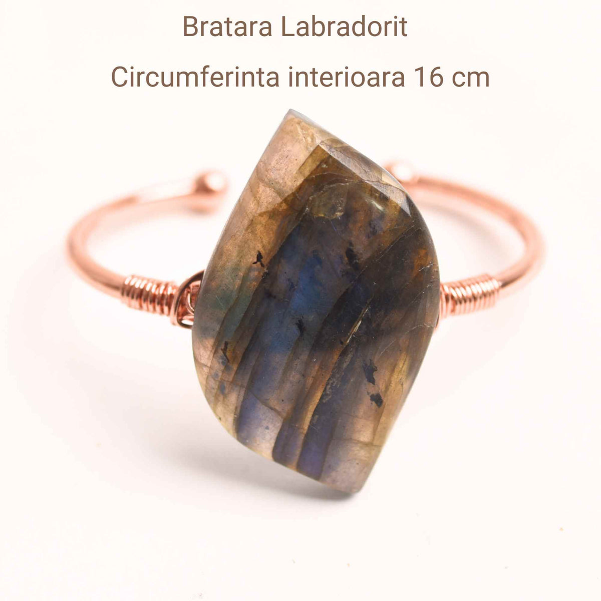 Bratara din Labradorit cu piatra 45 mm, forma lacrima, Circumferinta de 16 cm