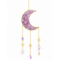 Ornament de agatat Suncatcher sub forma de semiluna cu cristal Ametist decoratiune feng shui pentru casa, masina si birou