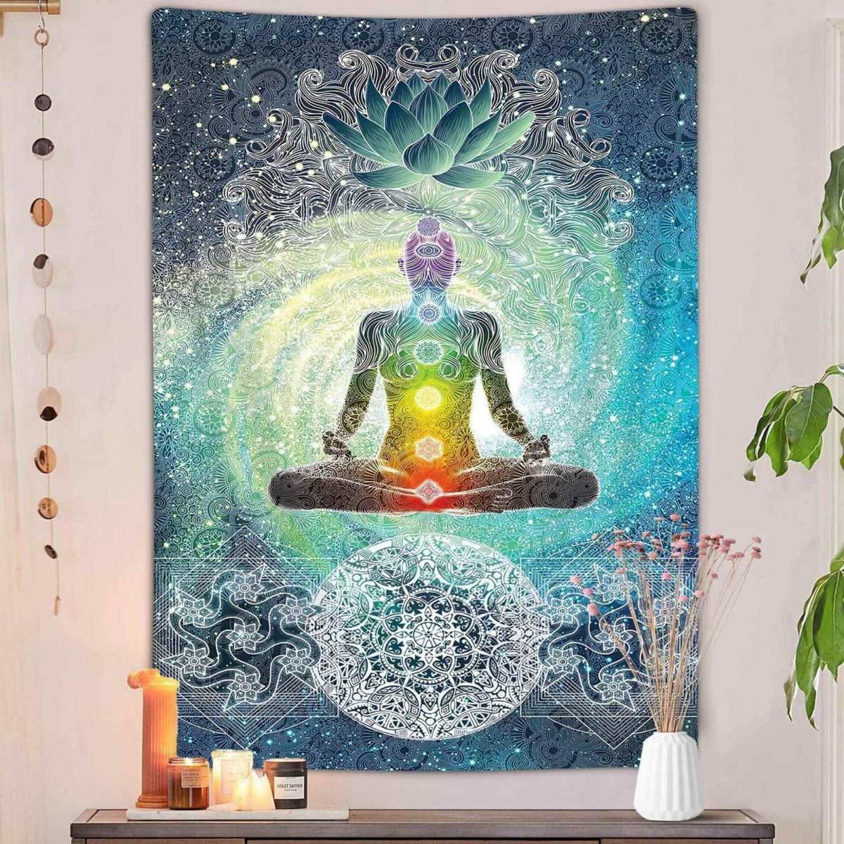 Panza de Perete sau Decor de perete cu sapte chakre pentru yoga, spiritualitate si meditatie