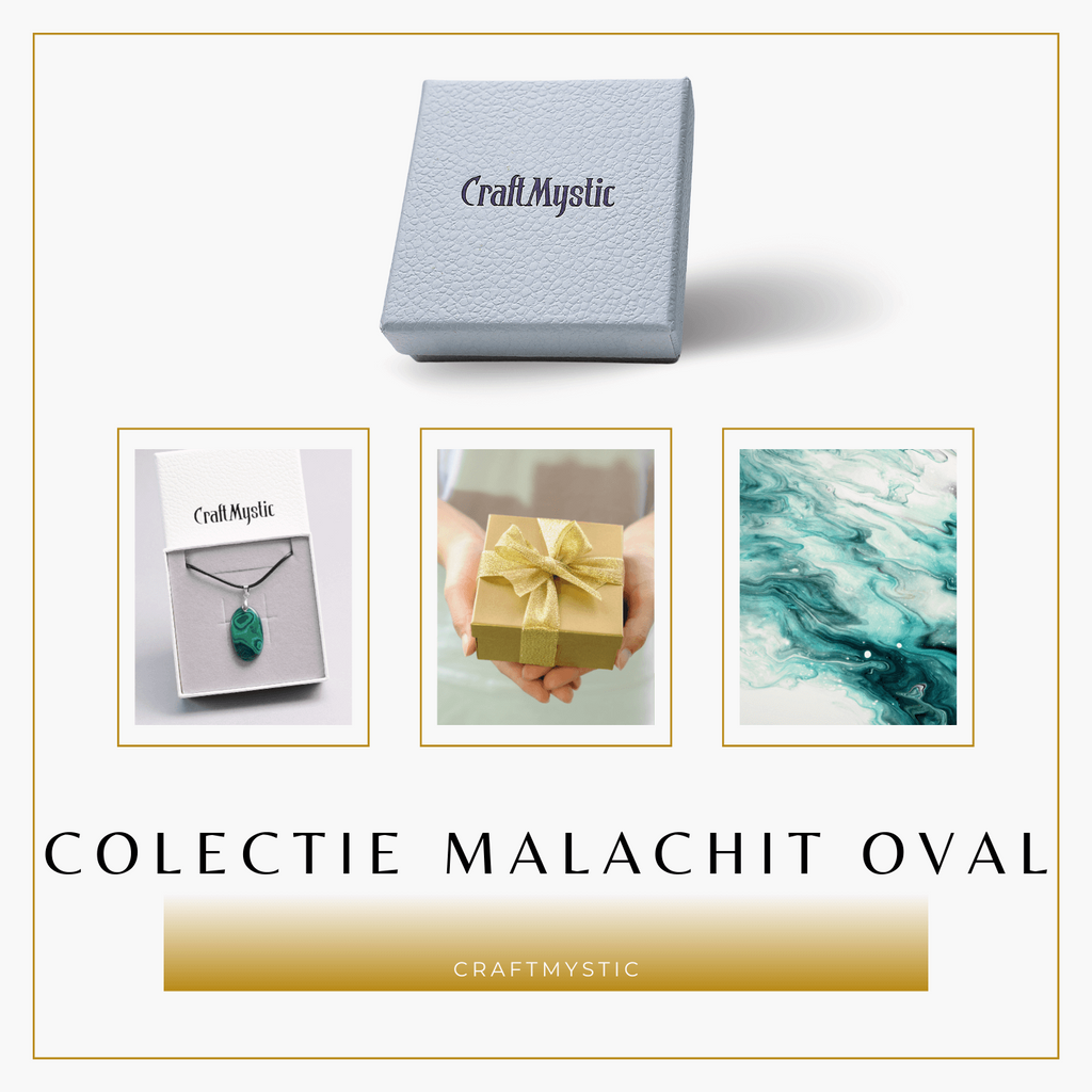 Colier cu Lant Reglabil si Pandantiv Oval din Malachit Natural 30mm
