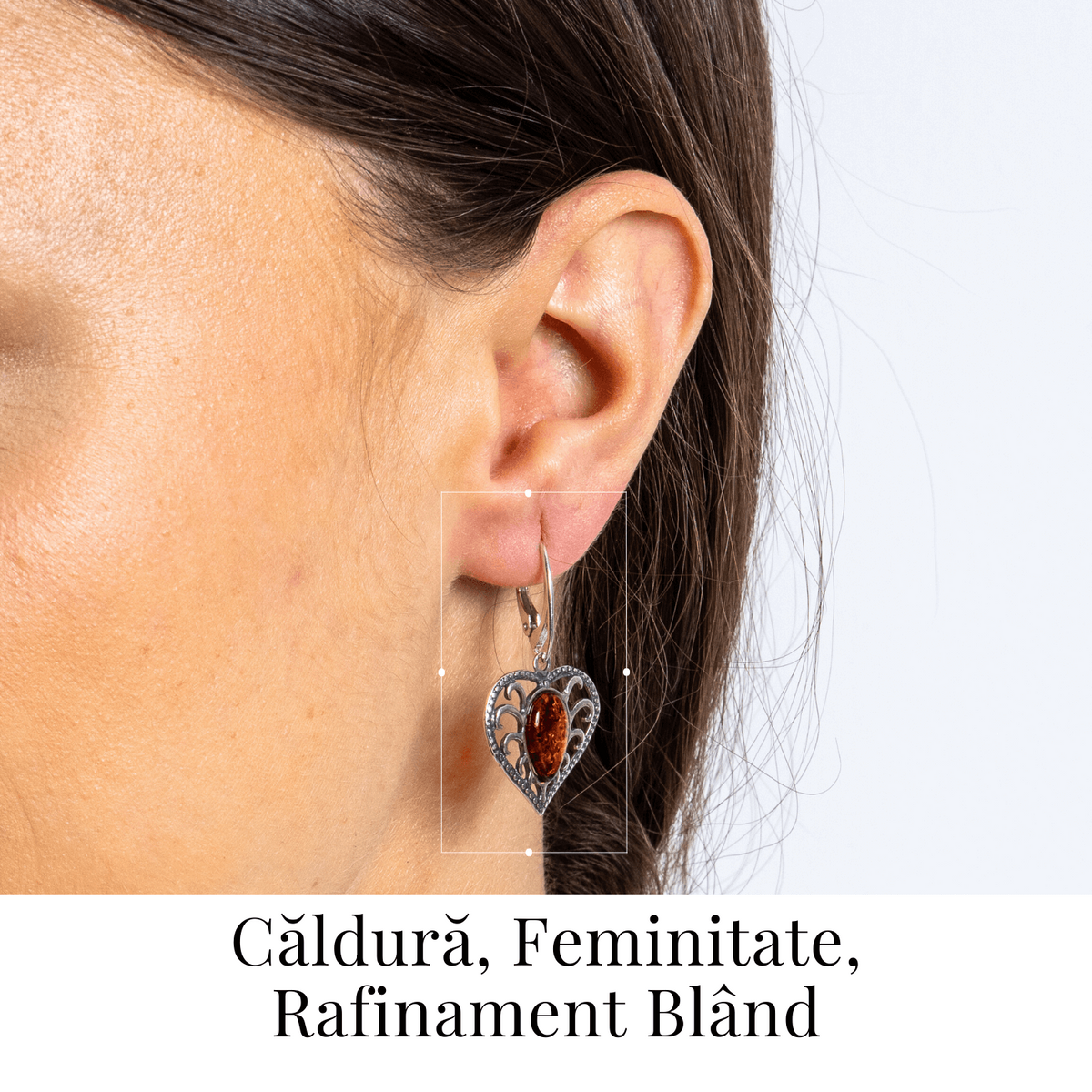 Bijuterie cu suflet – Cercei cu chihlimbar in montura romantica argint 925