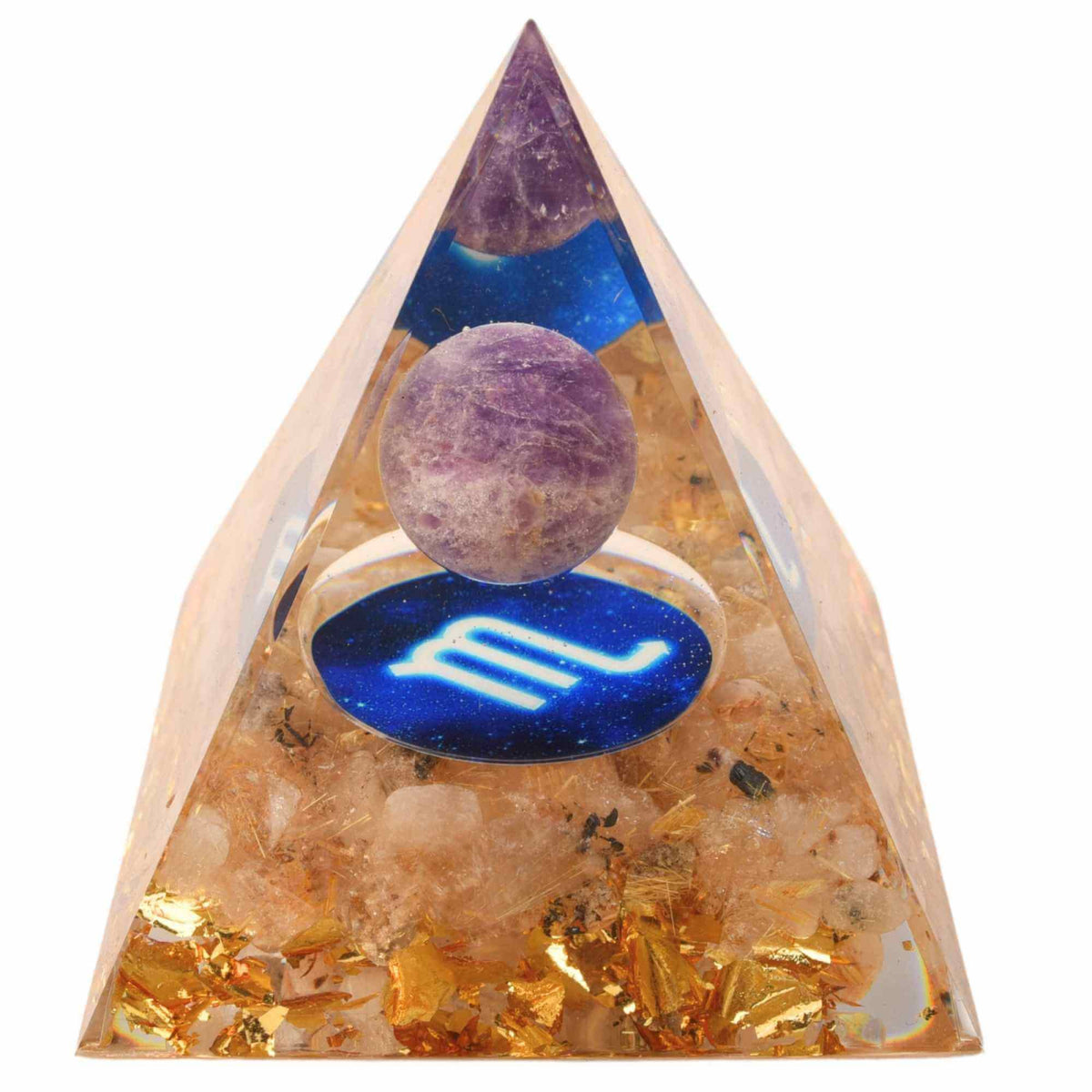 Piramida de Energie Orgonica cu Cristale de Vindecare specifice a Zodiilor pentru Relaxare, Meditatie si Ornament