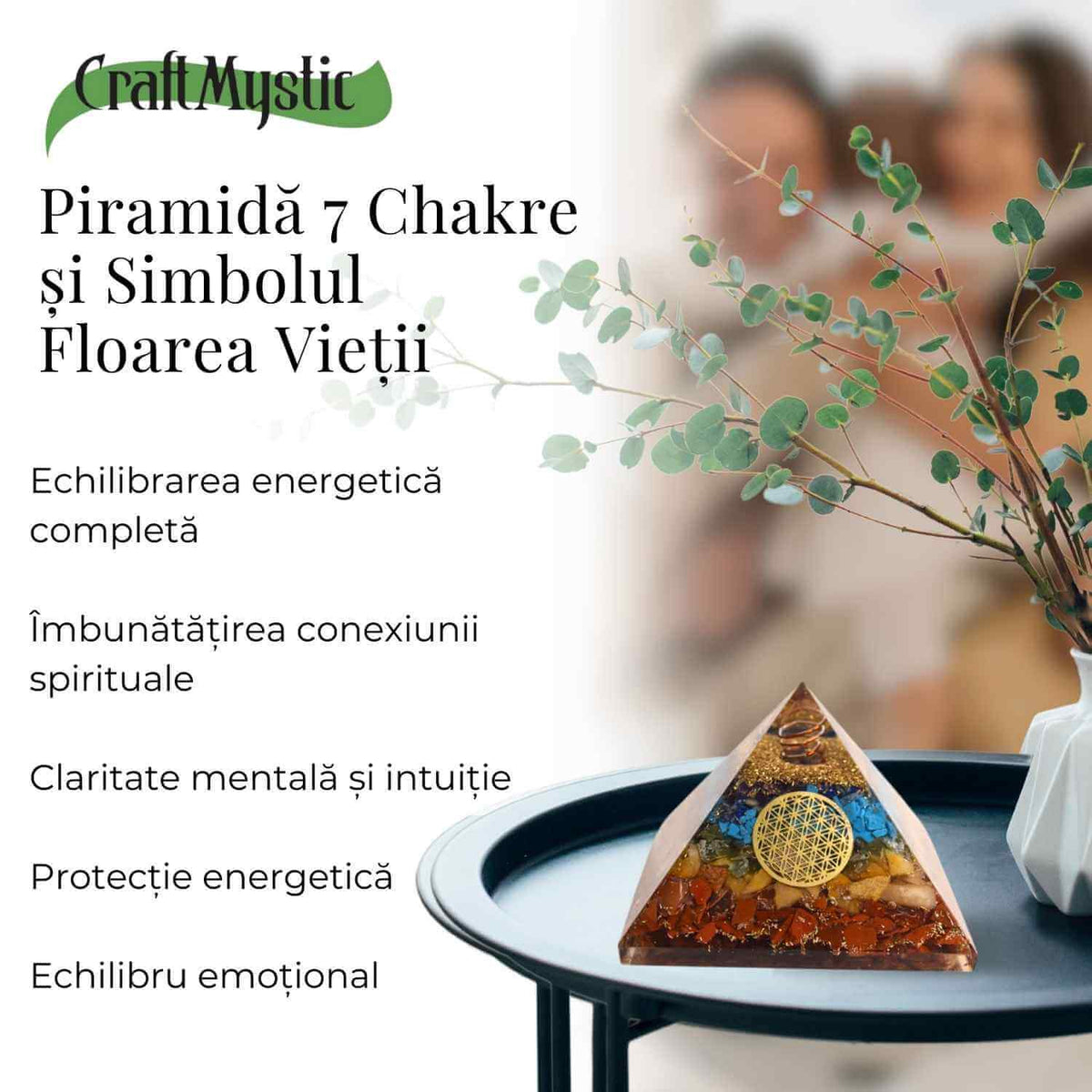 Piramida Orgonica 7 Chakre cu Floarea Vietii - Energie si Armonie