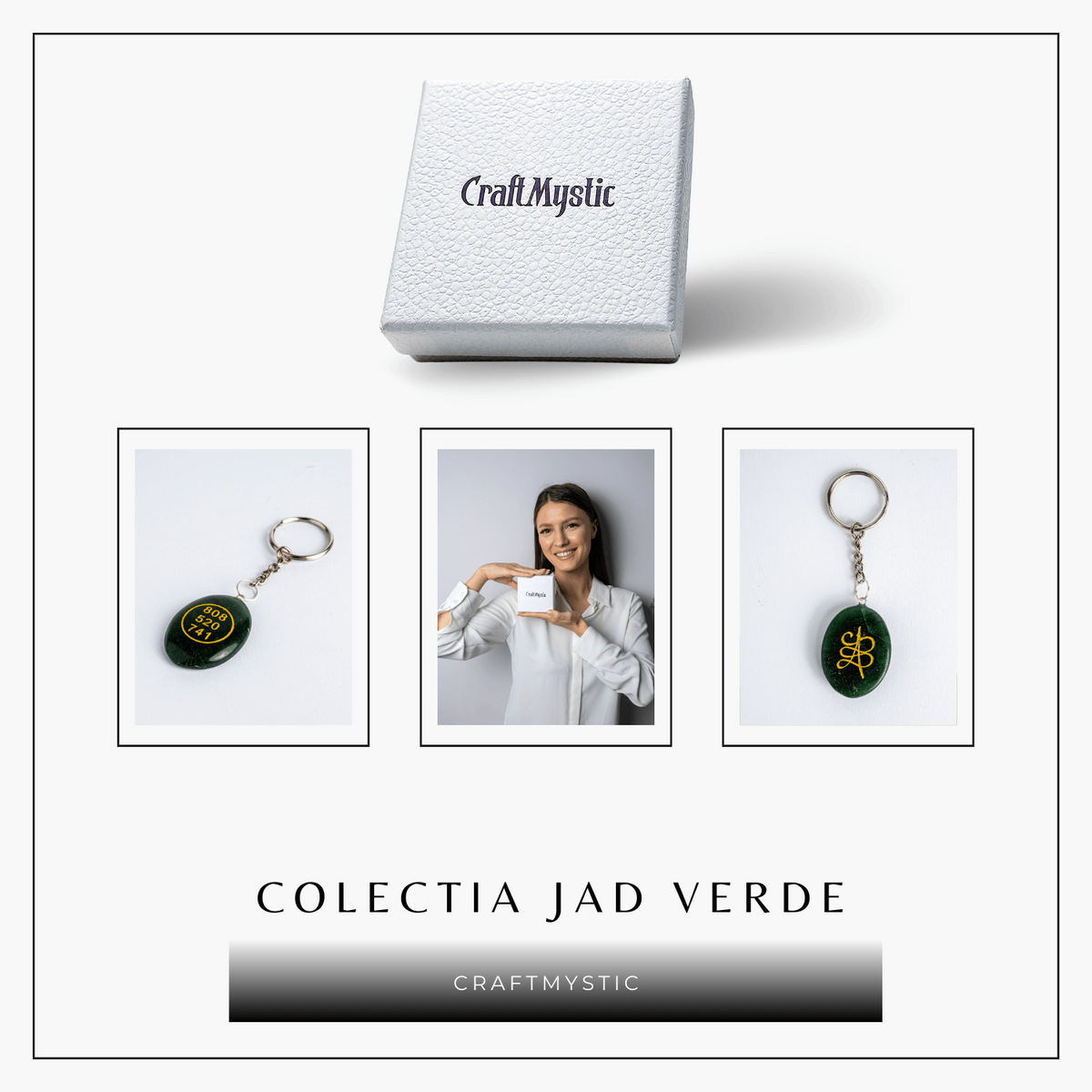 Breloc cu simbol Zibu si jad verde – Protectie si iubire universala la purtator