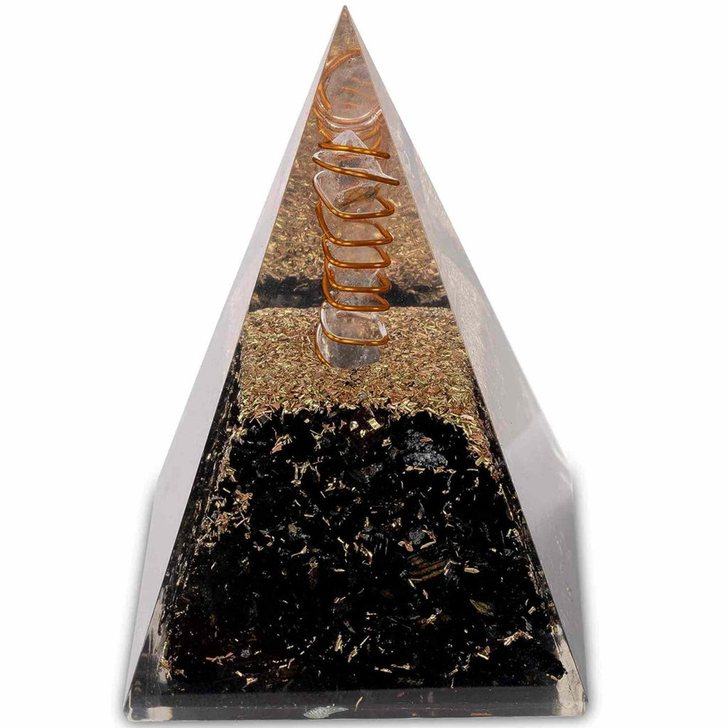 Piramida Orgonica 10 cm cu Turmalina Neagra - Cristal - Echilibrare Chakra - Generator de Energie Orgonita - Piramida Orgonita Nubiana pentru Protectie impotriva E-misiilor – Cristal Vindecator - Meditatie - Yoga