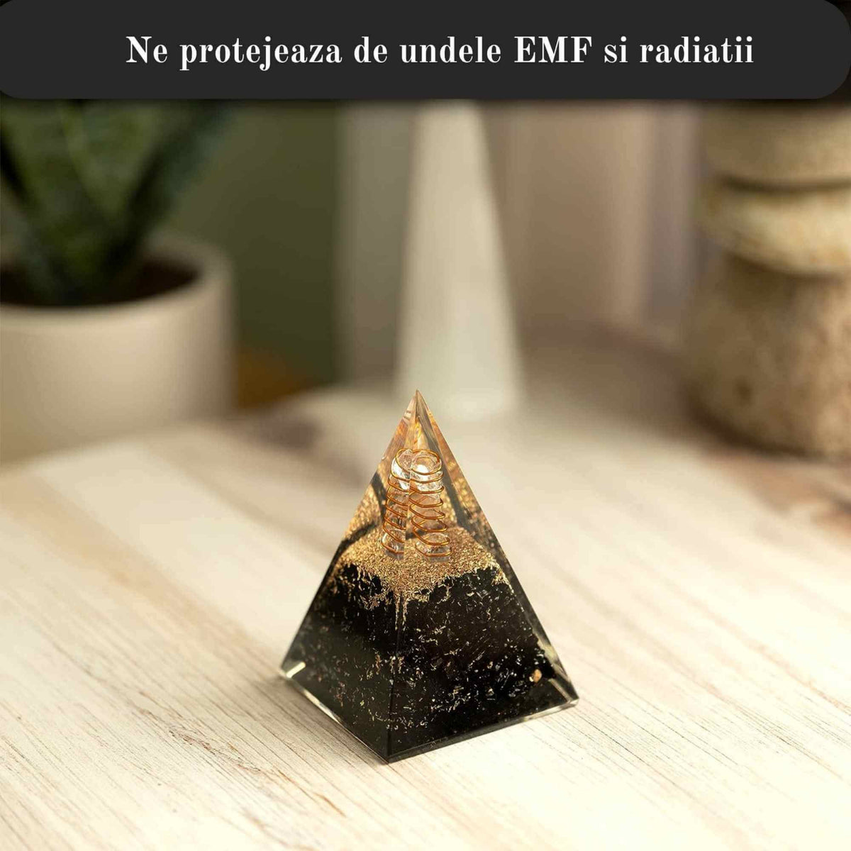 Piramida Orgonica 10 cm cu Turmalina Neagra