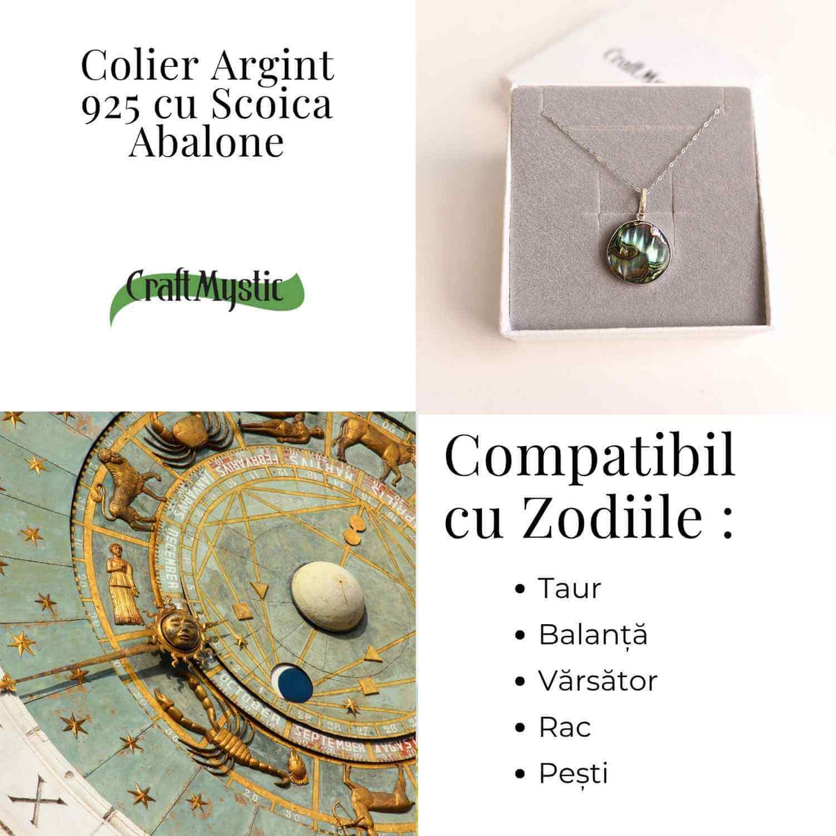 Armonie Interioara si Energie Oceanica – Colier Rotund cu Scoica Abalone si Argint 925