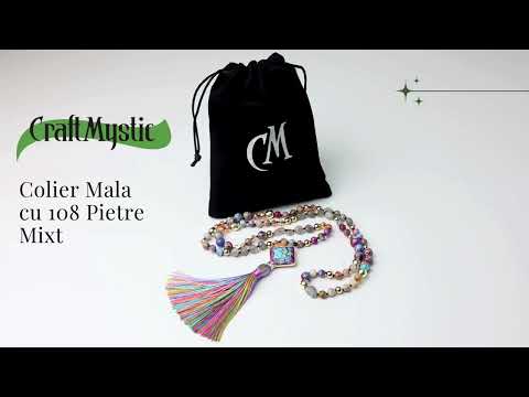 Colier Mala din Pietre Mixte Colorate cu 108 Margele si Tassel
