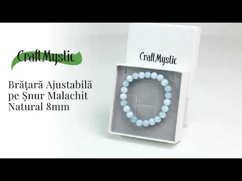 Bratara Elastica cu Margele de Acvamarin 8mm