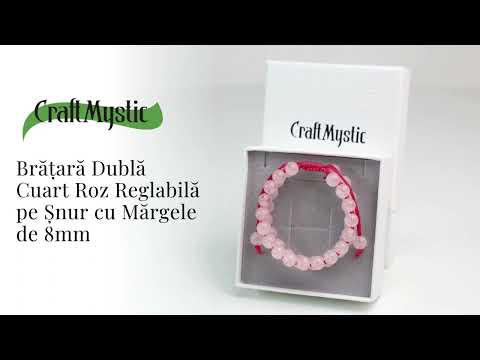 Bratara Dubla Reglabila din Cuart Roz Natural – Armonie si Dragoste