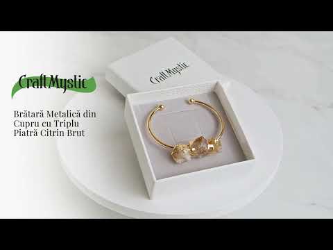Bratara Aurie cu Triplu Citrin Brut – Energie Pozitiva & Prosperitate