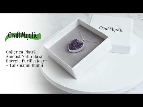Talismanul inimii – Colier cu piatra ametist naturala Brazilia si lant argint 925 - Energie purificatoare