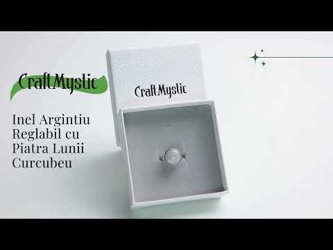 Inel Argintiu Ajustabil cu Piatra Lunii Curcubeu