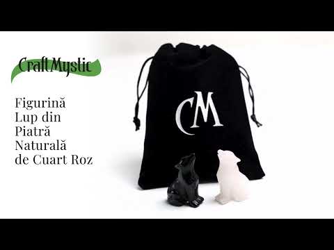 Figurina Lup din Cuart Roz Natural, 5 cm