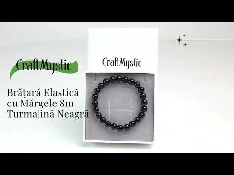 Bratara Elastica cu Margele de Turmalina Neagra de 8mm – Protectie si Echilibru