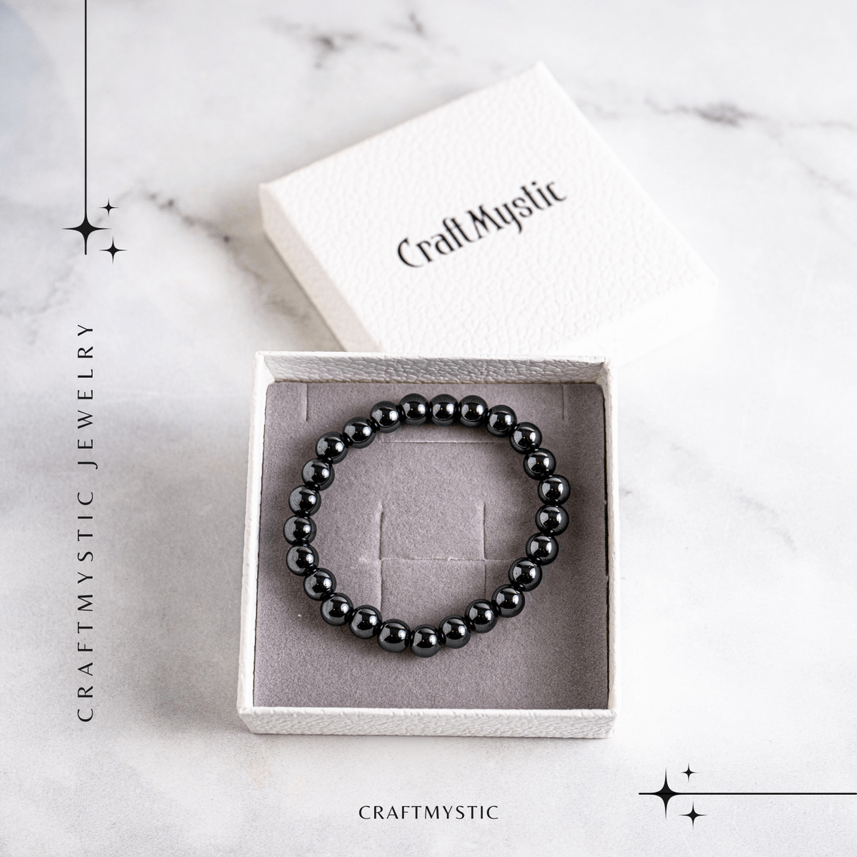 Bratara cu Hematit 8 mm Impamantare si Focus – Unisex, minimalista, puternica