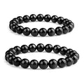 Set 2 bratari din turmalina neagra cu margele de 6 si 8 mm Aduce noroc, pace si dragoste, cadou Feng Shui pentru prieteni, familie
