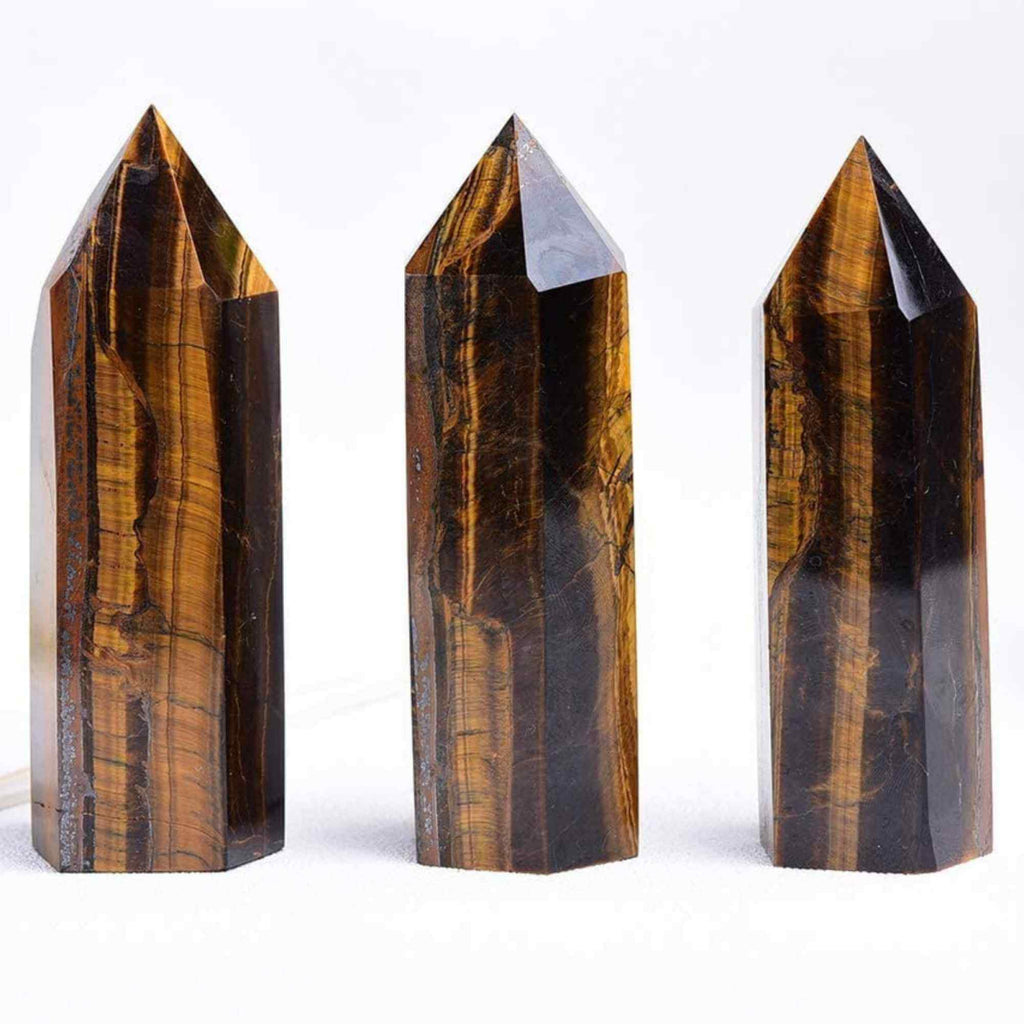 Turn cristal Ochi de Tigru de 10-11 cm din Piatra Naturala Vindecatoare Hexagonala pentru Meditatie